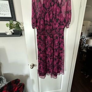 Terra & Sky Black Dress with Purple Floral Pattern